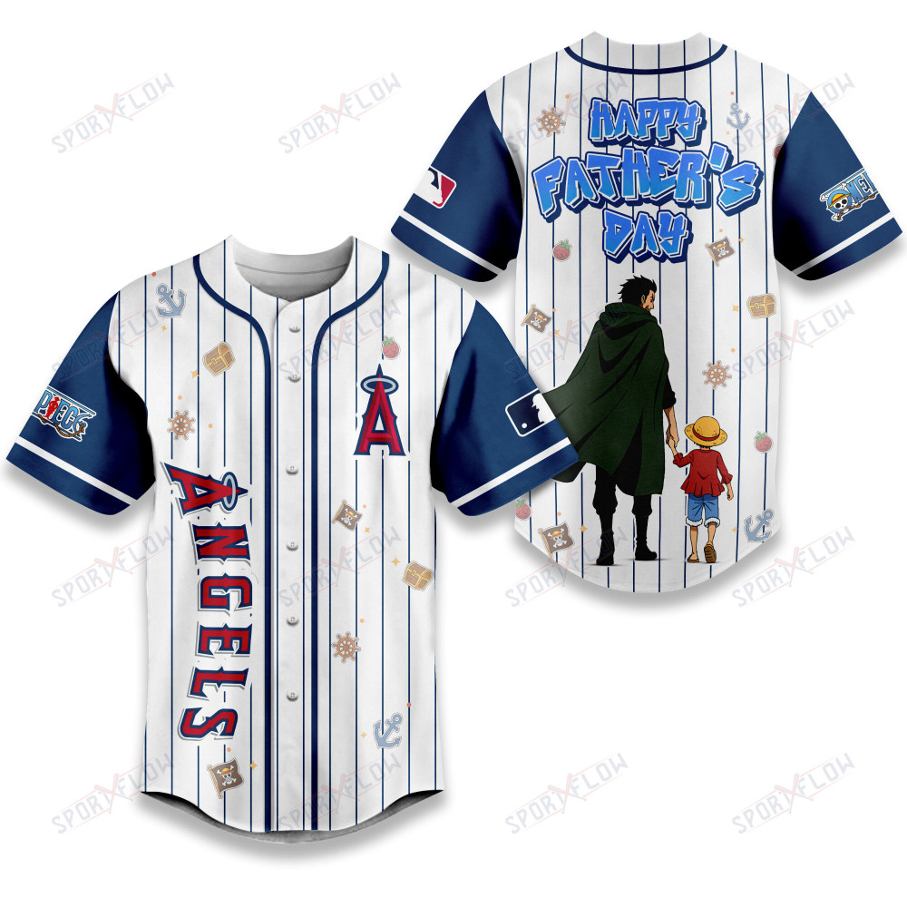 Los Angeles Angels X One Piece Dragon & Luffy Dad Baseball Jersey