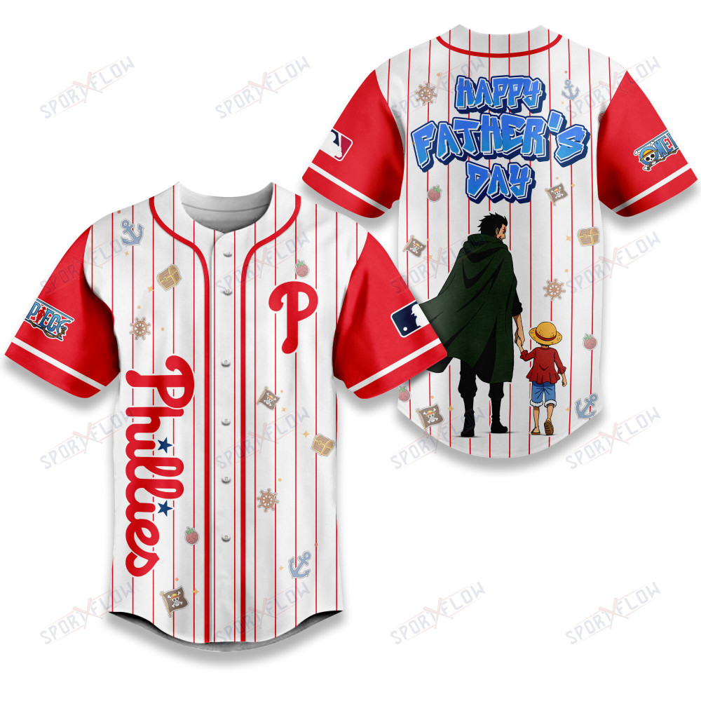 Philadelphia Phillies X One Piece Dragon & Luffy Dad Baseball Jersey