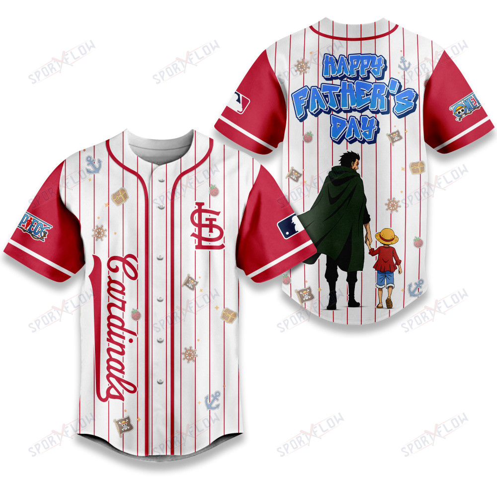 St. Louis Cardinals X One Piece Dragon & Luffy Dad Baseball Jersey