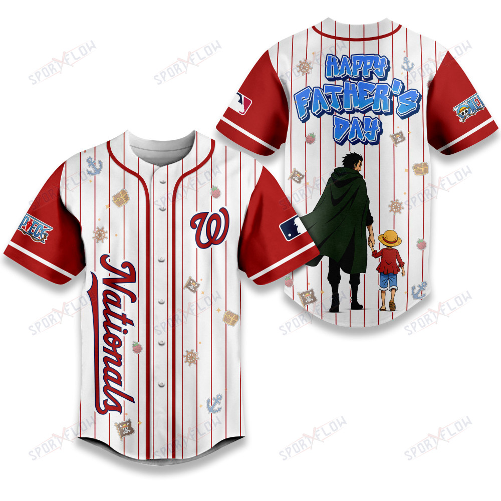 Washington Nationals X One Piece Dragon & Luffy Dad Baseball Jersey