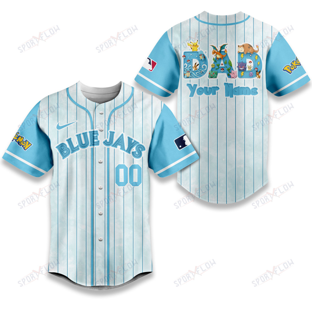 Toronto Blue Jays X Pokemon Dad Pastel Blue Baseball Jersey