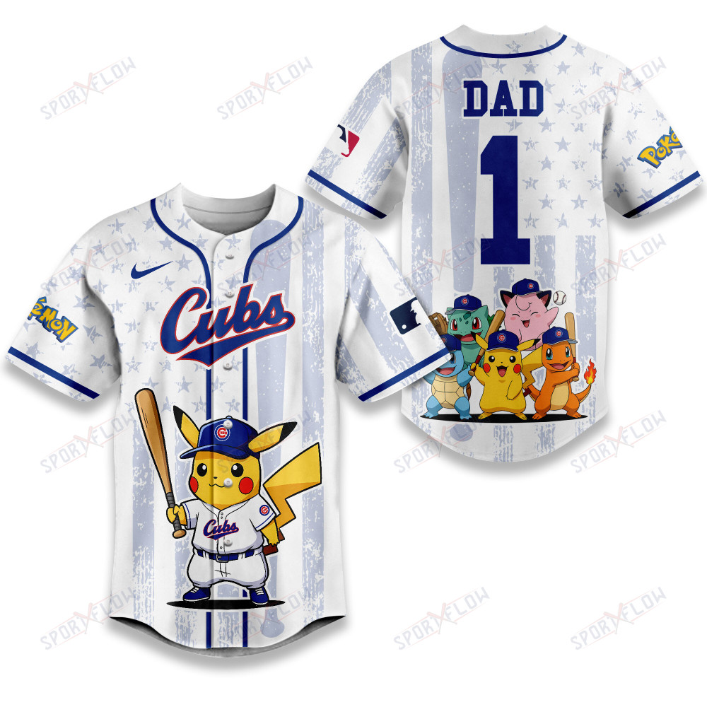 Chicago Cubs X Pokemon Night Dad Edition Baseball Jersey