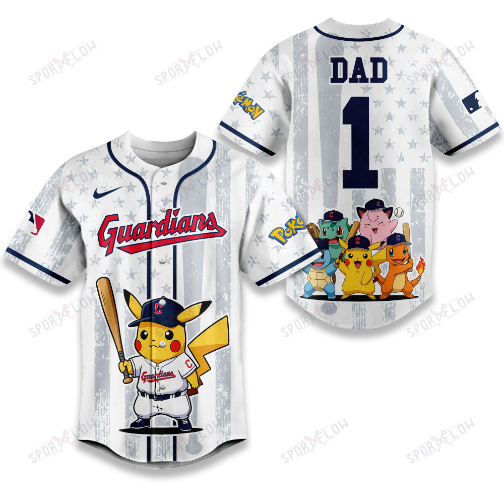 Cleveland Guardians X Pokemon Night Dad Edition Baseball Jersey