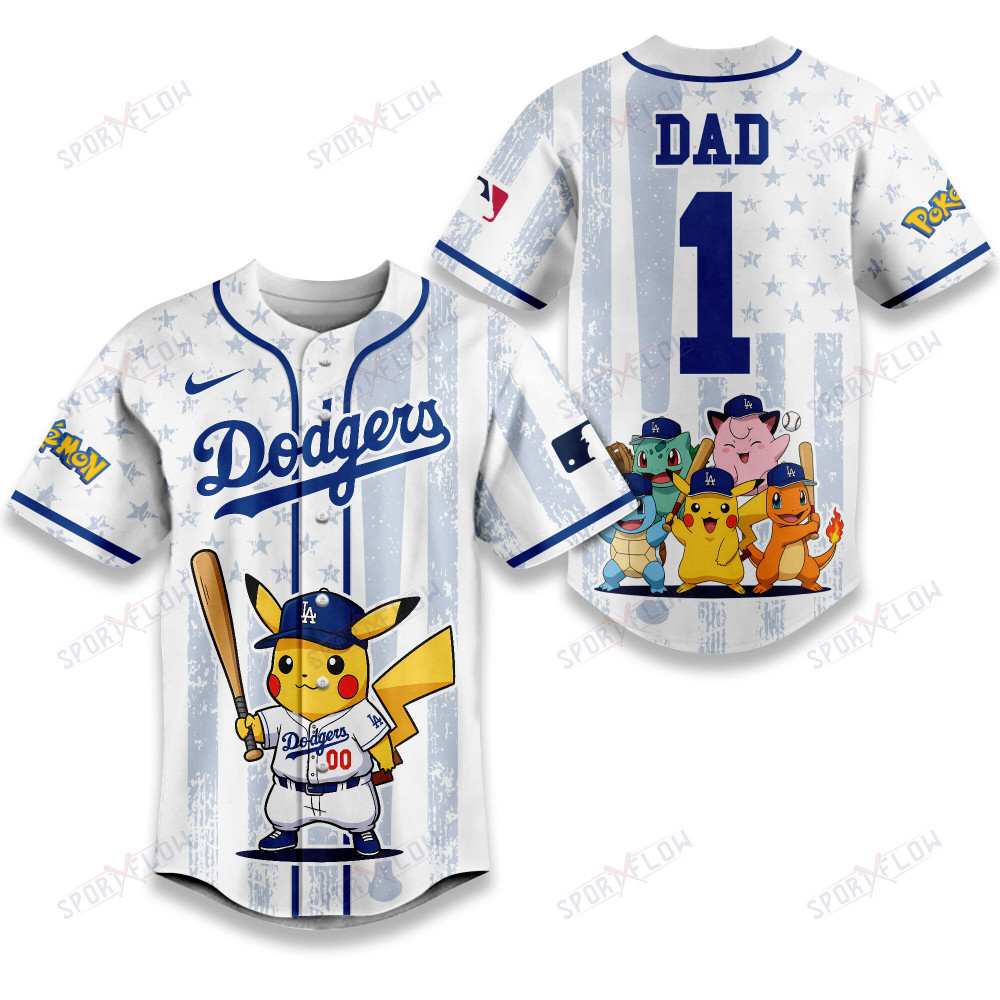 Los Angeles Dodgers X Pokemon Night Dad Edition Baseball Jersey