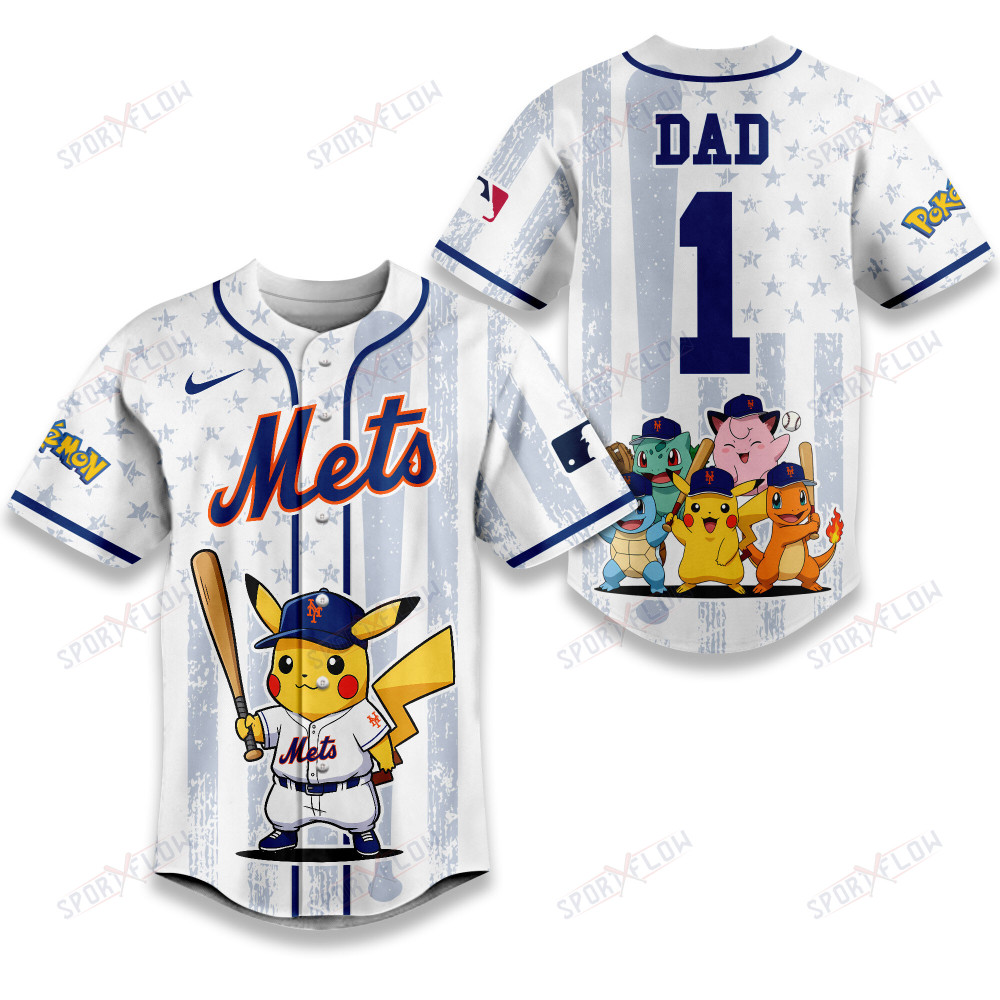 New York Mets X Pokemon Night Dad Edition Baseball Jersey