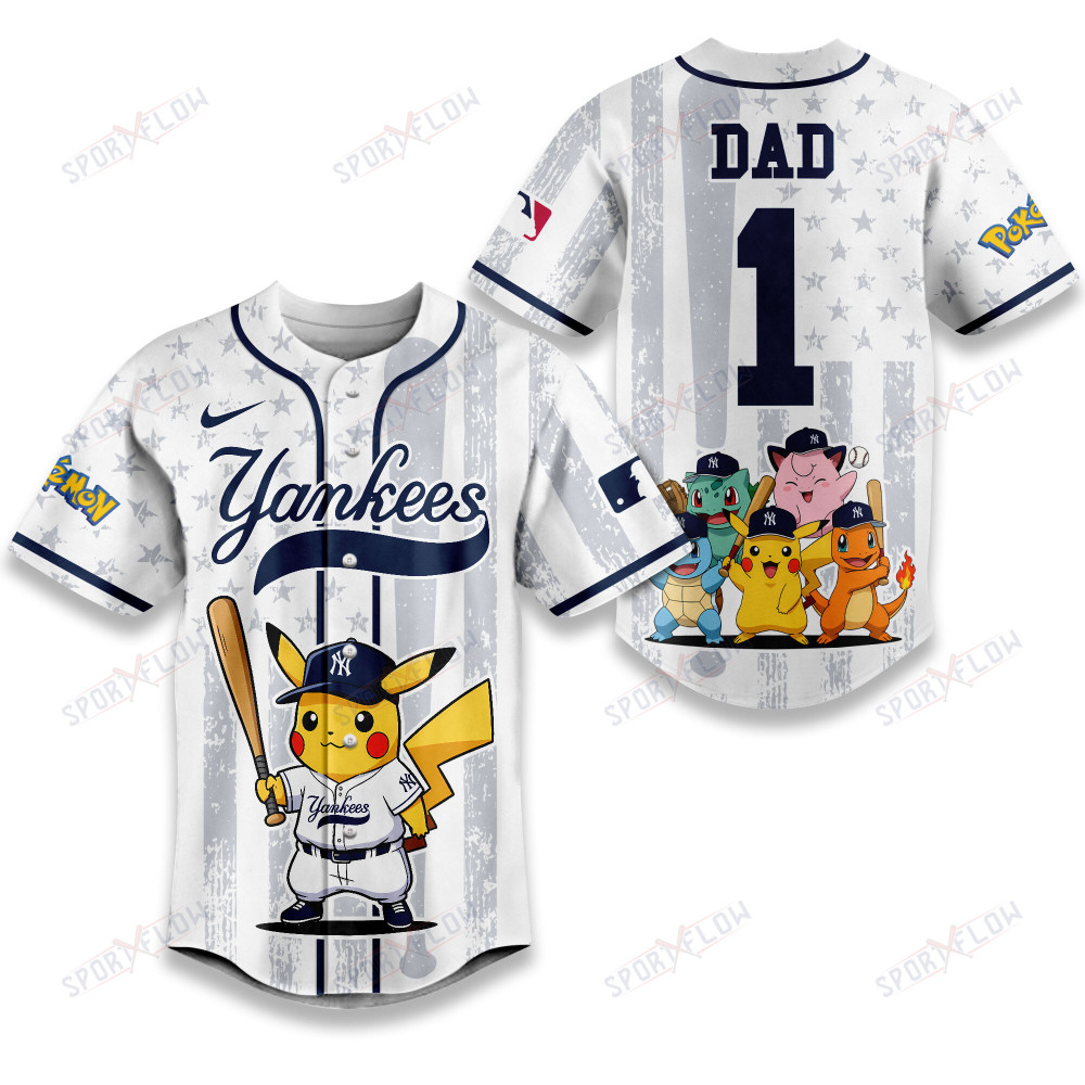 New York Yankees X Pokemon Night Dad Edition Baseball Jersey