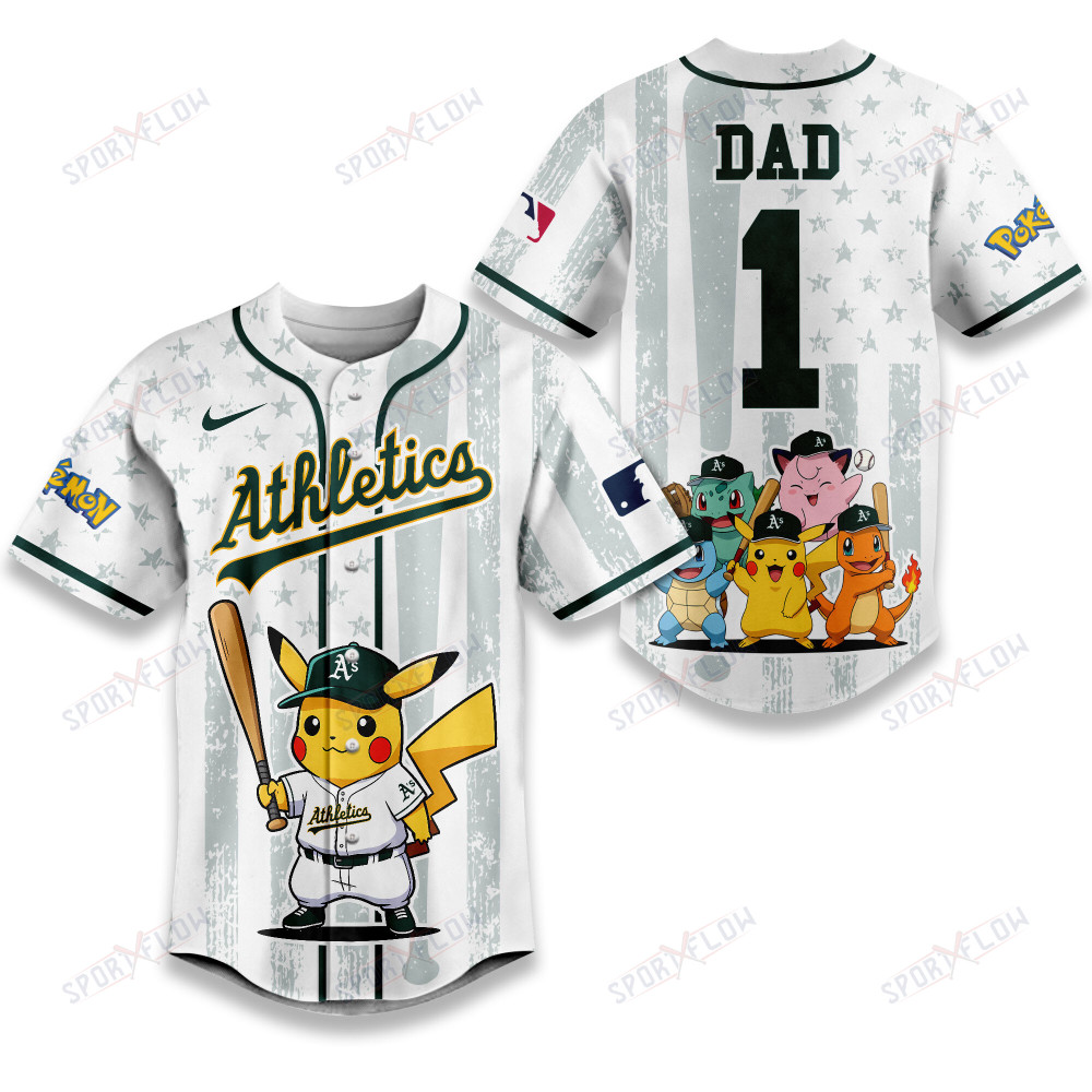 Oakland Athletics X Pokemon Night Dad Edition Baseball Jersey
