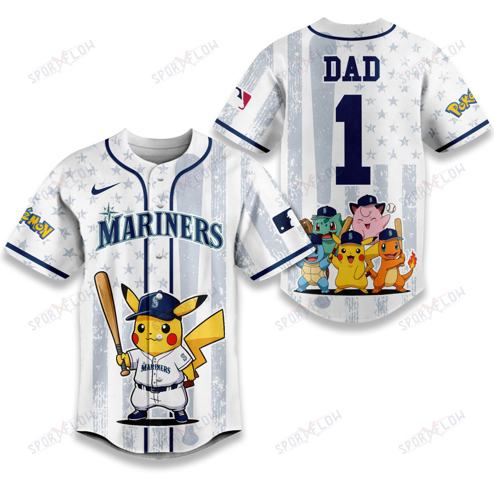 Seattle Mariners X Pokemon Night Dad Edition Baseball Jersey