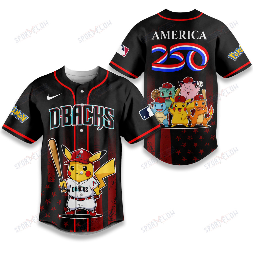 Arizona Diamondbacks Pokemon 250 Years Of Freedom Baseball Jersey
