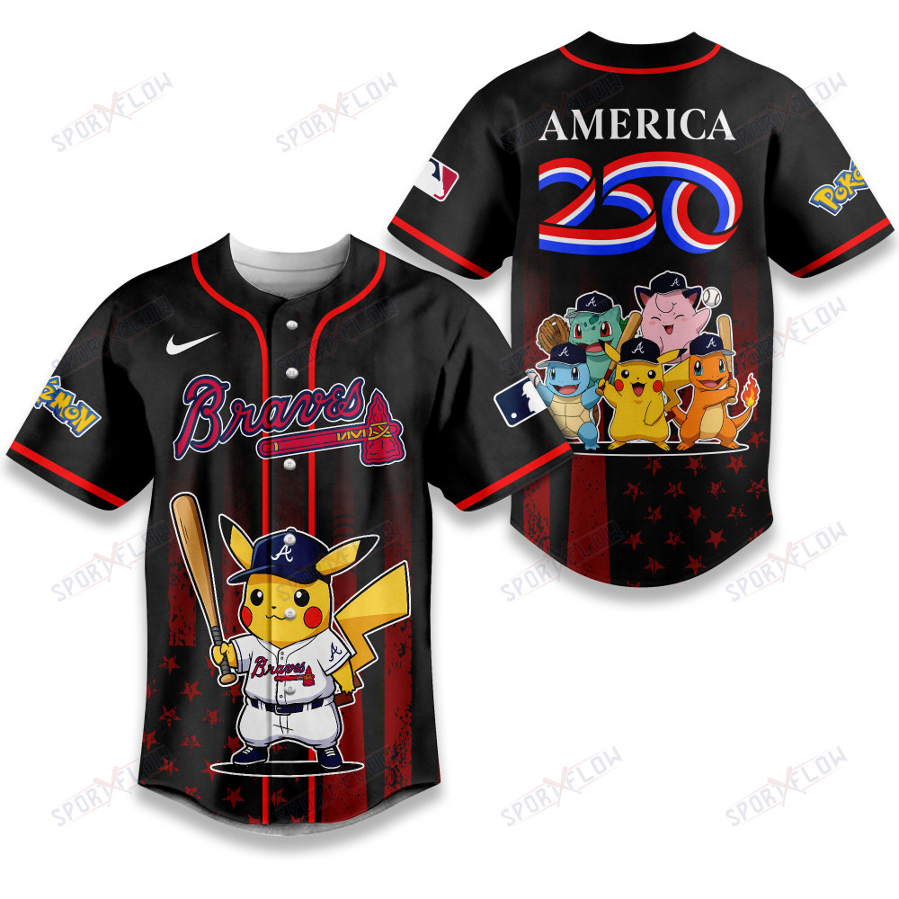 Atlanta Braves Pokemon 250 Years Of Freedom Baseball Jersey