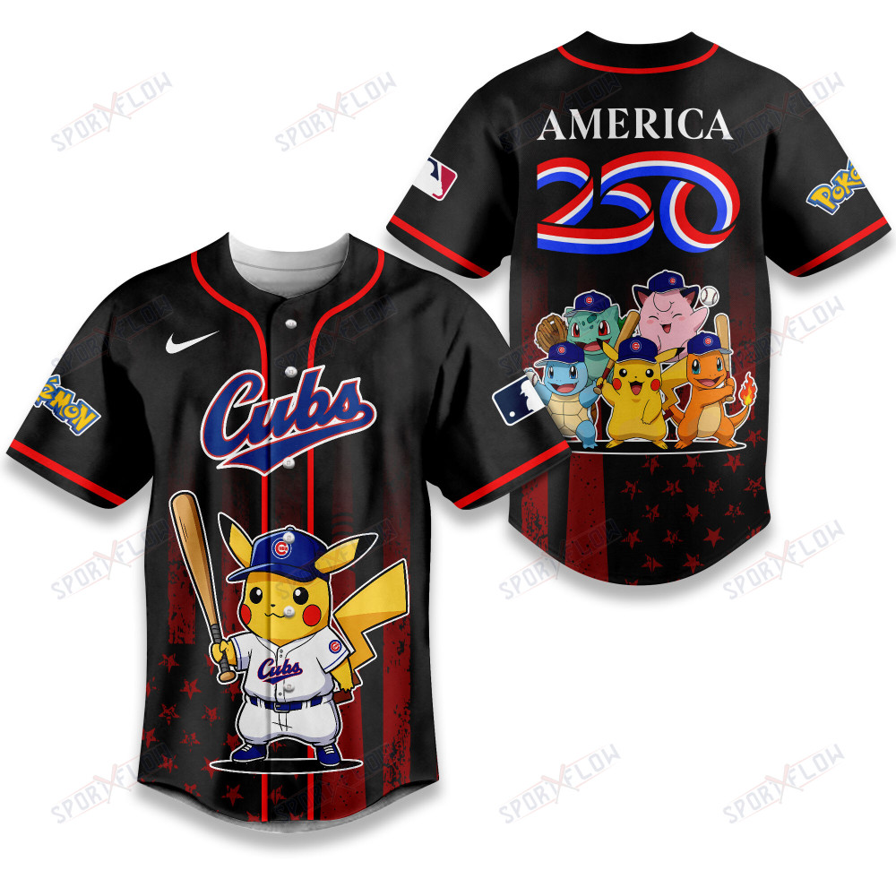 Chicago Cubs Pokemon 250 Years Of Freedom Baseball Jersey