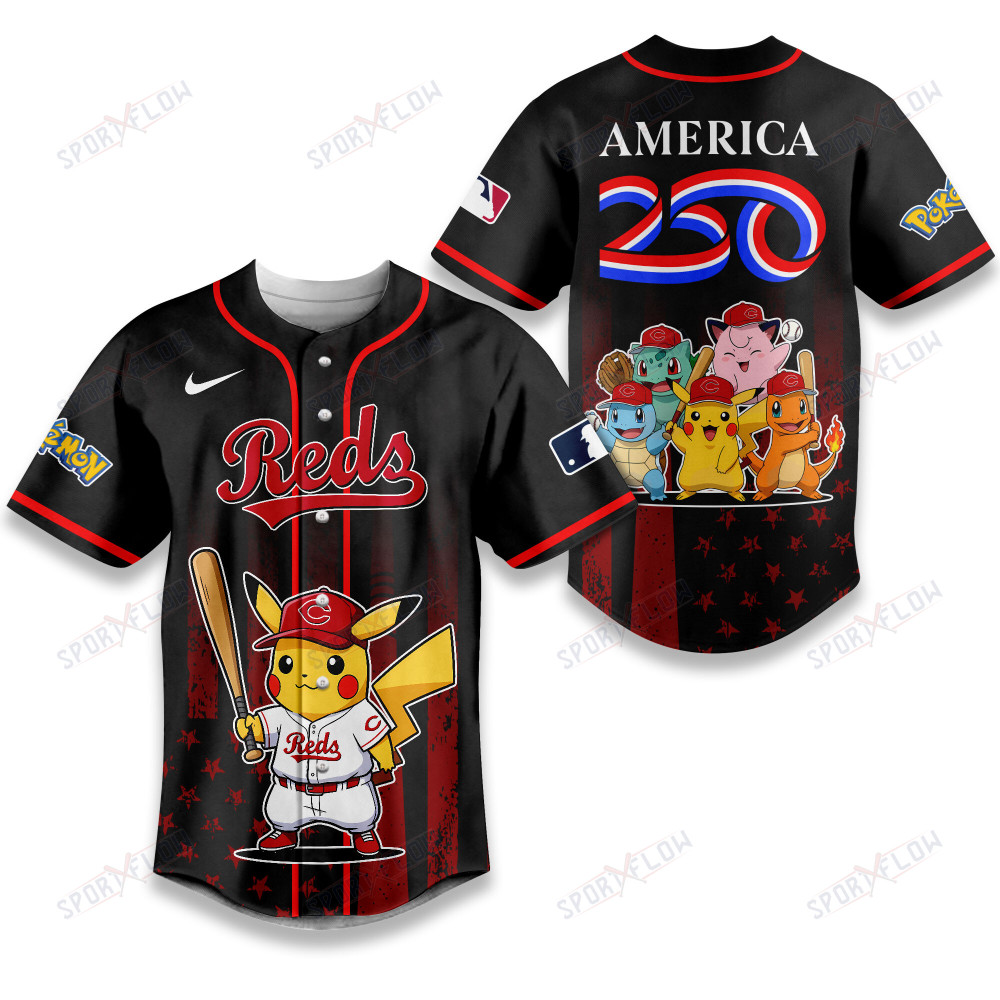 Cincinnati Reds Pokemon 250 Years Of Freedom Baseball Jersey