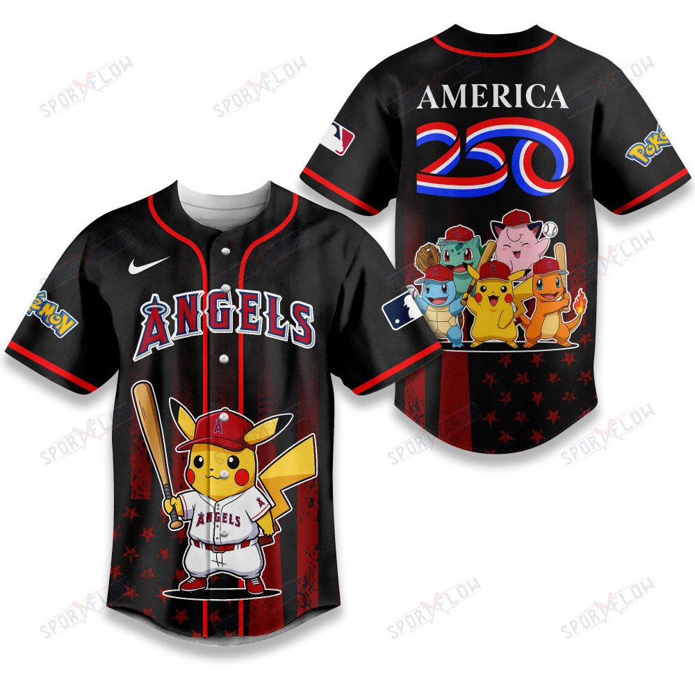 Los Angeles Angels Pokemon 250 Years Of Freedom Baseball Jersey