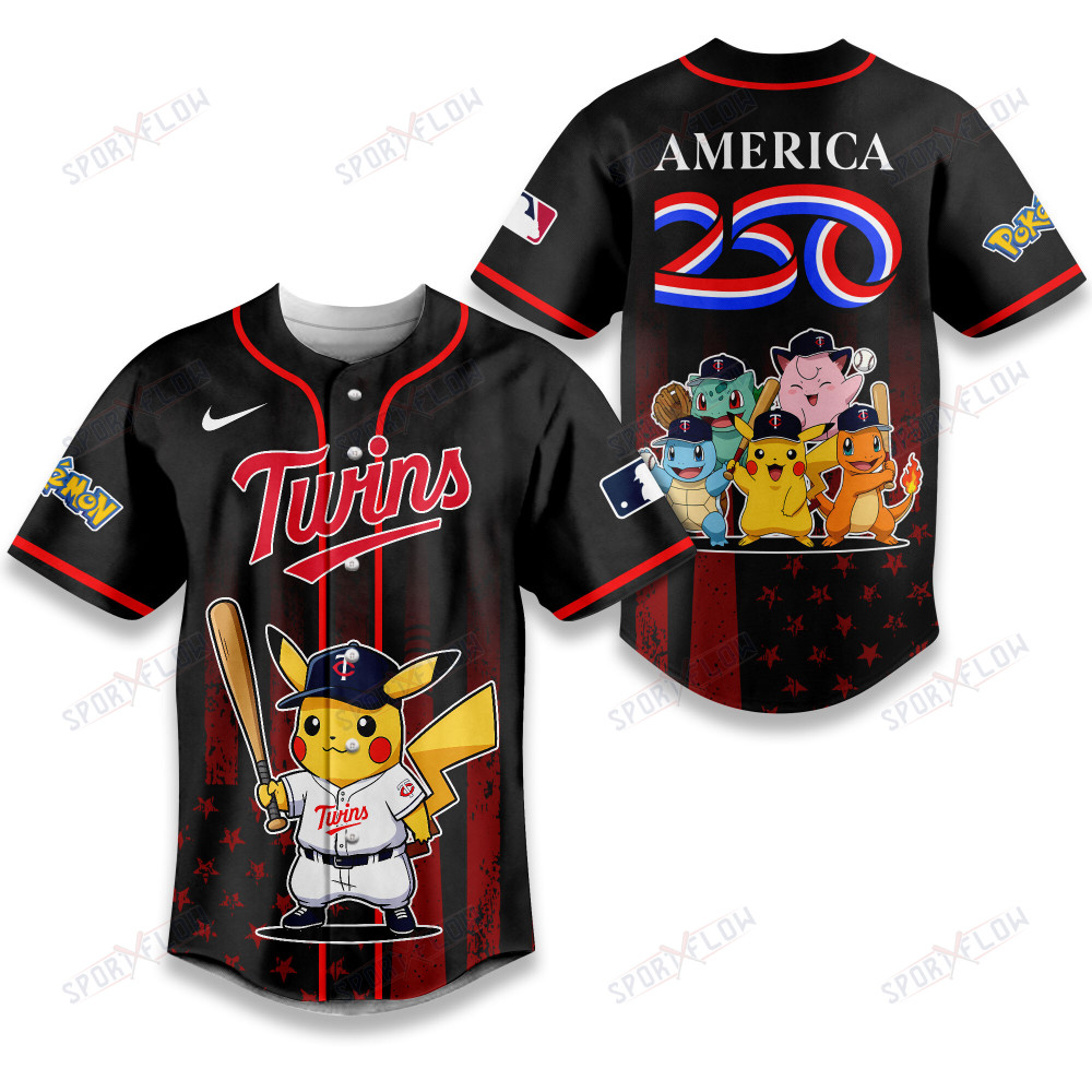 Minnesota Twins Pokemon 250 Years Of Freedom Baseball Jersey