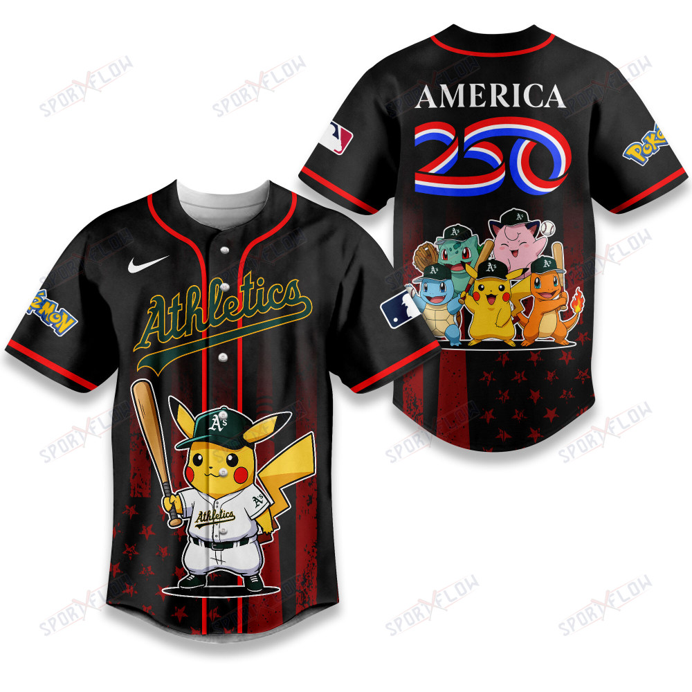 Oakland Athletics Pokemon 250 Years Of Freedom Baseball Jersey
