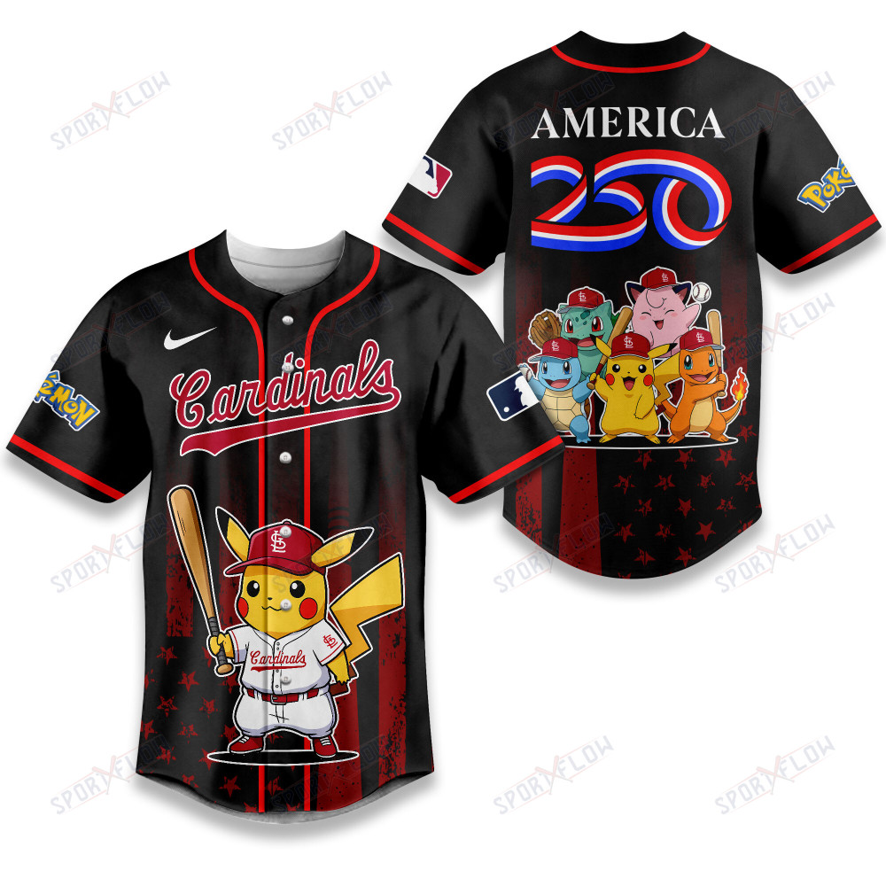 St. Louis Cardinals Pokemon 250 Years Of Freedom Baseball Jersey