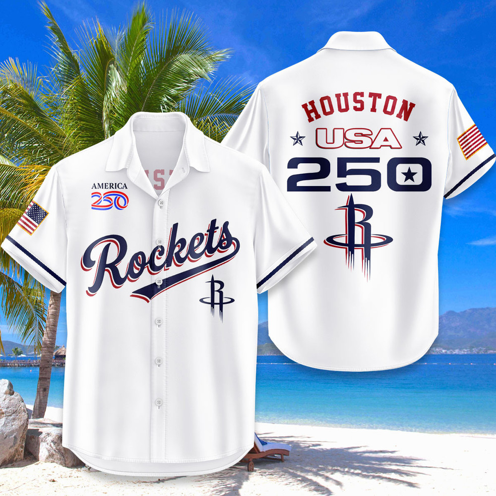 Houston Rockets Hawaiian Shirt Usa Flag 250 Years Of Freedom Anniversary 1776-2026