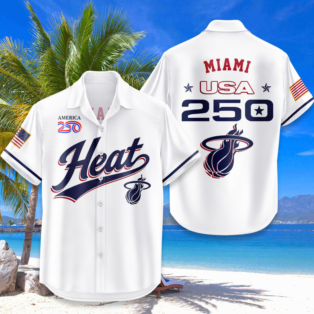 Miami Heat Hawaiian Shirt Usa Flag 250 Years Of Freedom Anniversary 1776-2026