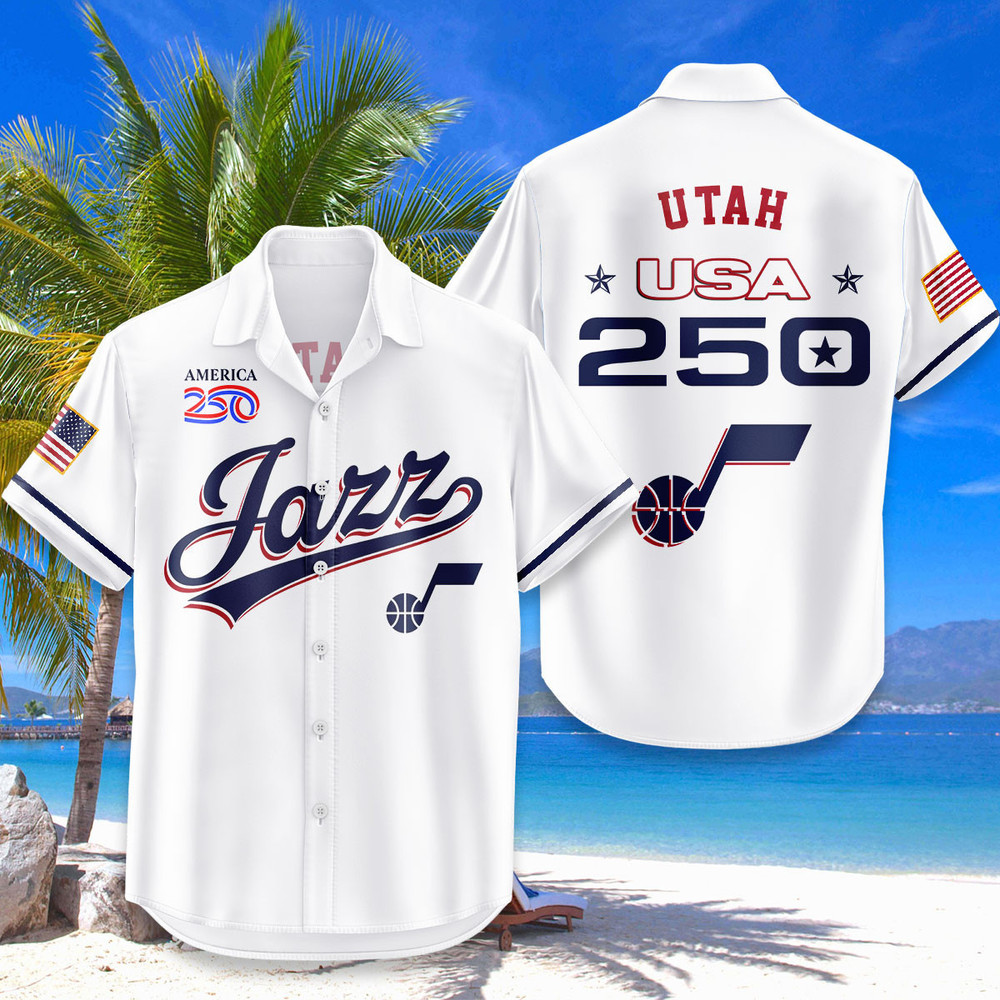Utah Jazz Hawaiian Shirt Usa Flag 250 Years Of Freedom Anniversary 1776-2026