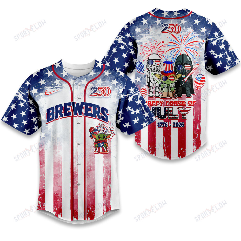 Milwaukee Brewers Star Wars America 250 Force Of July Baseball Jersey