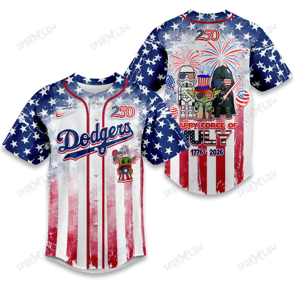 Los Angeles Dodgers Star Wars America 250 Force Of July Baseball Jersey