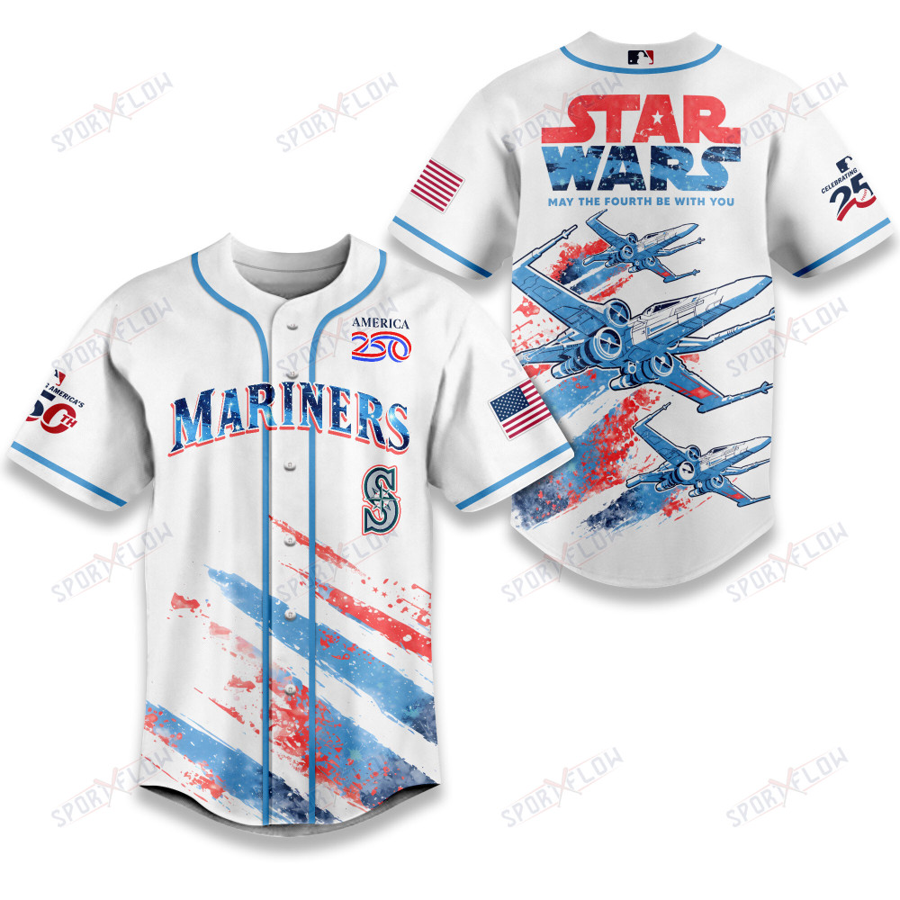 Seattle Mariners X Star Wars X-Wing America 250 July 4Th Baseball Jersey