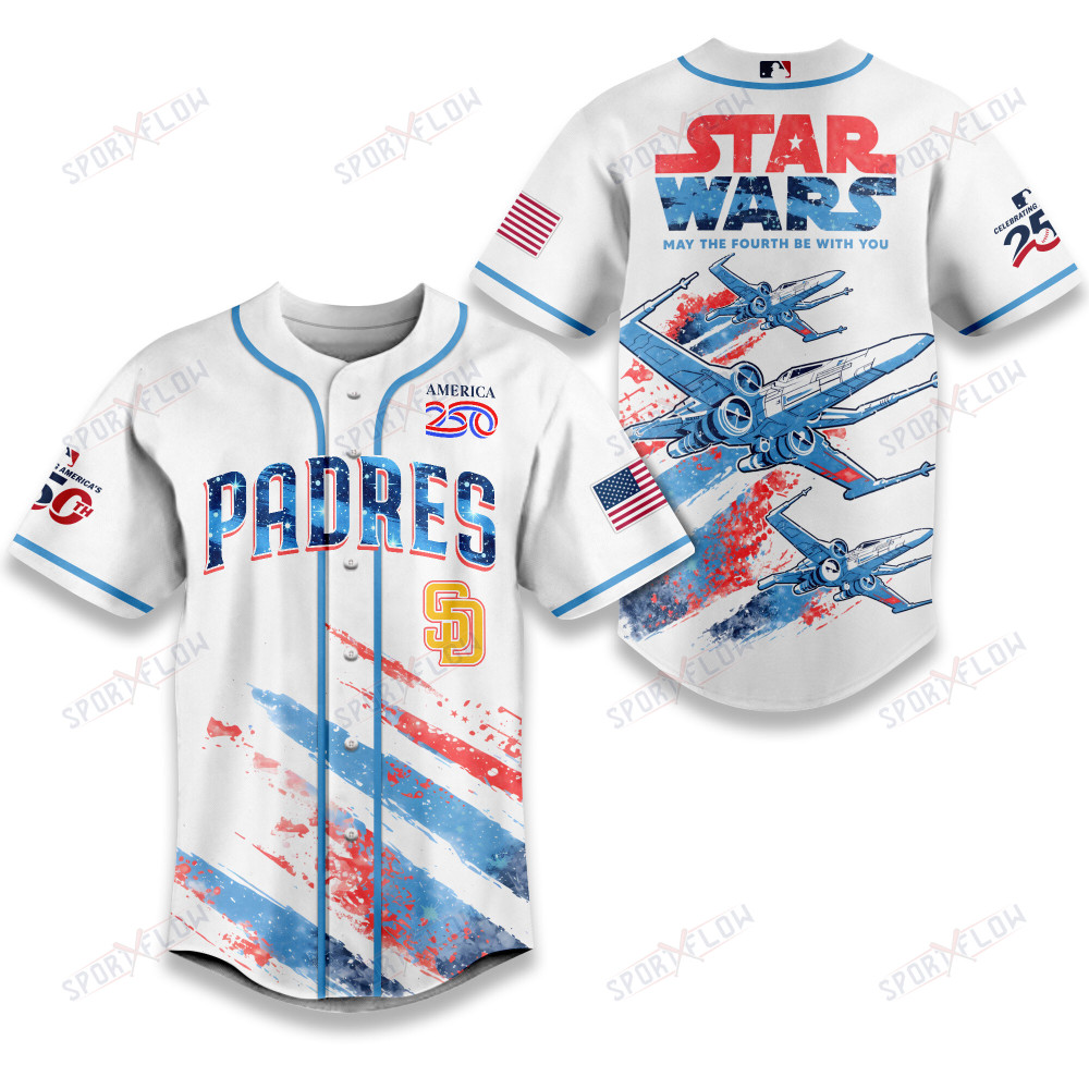 San Diego Padres X Star Wars X-Wing America 250 July 4Th Baseball Jersey
