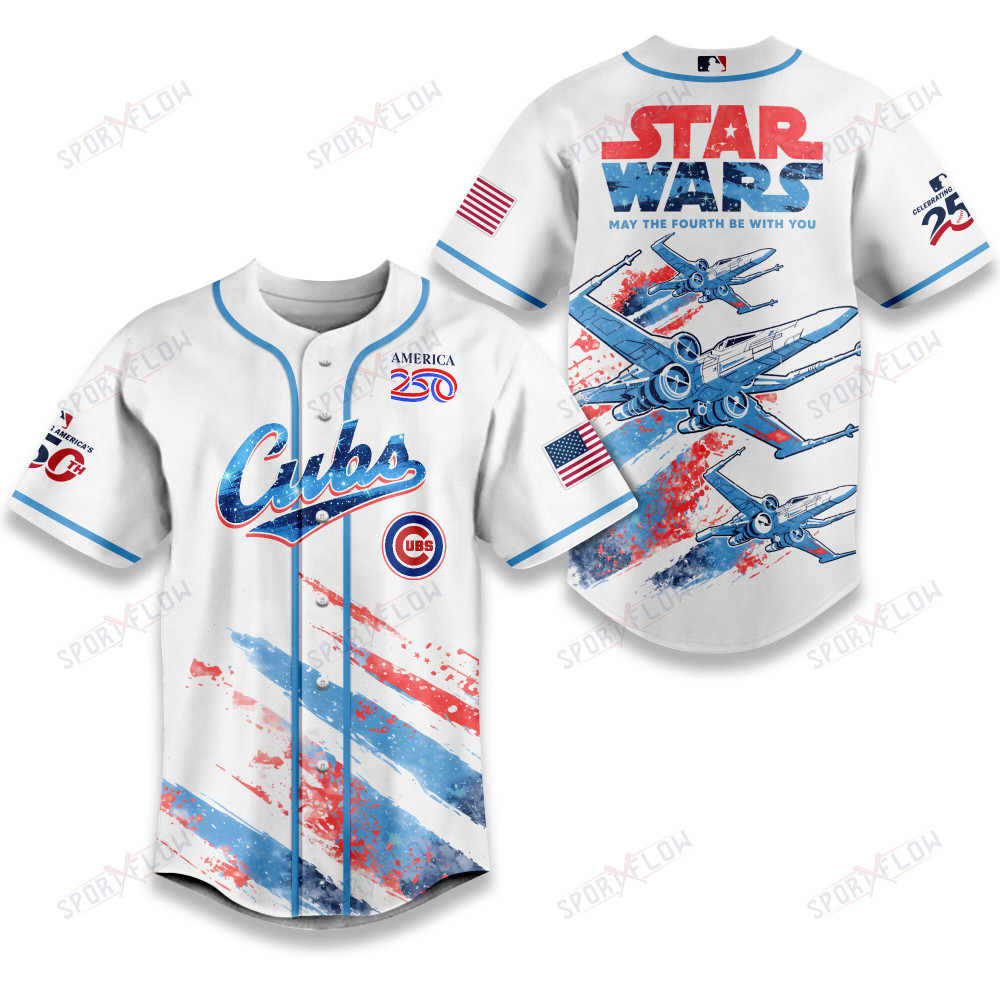 Chicago Cubs X Star Wars X-Wing America 250 July 4Th Baseball Jersey