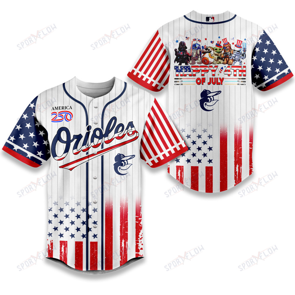 Baltimore Orioles X Star Wars Happy America 250 Years Baseball Jersey