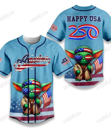 Star Wars Baby Yoda Happy Usa 250Th Anniversary Baseball Jersey