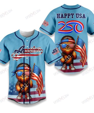 Star Wars Chewbacca Happy Usa 250Th Anniversary Baseball Jersey