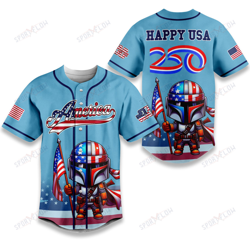 Star Wars The Mandalorian Happy Usa 250Th Anniversary Baseball Jersey
