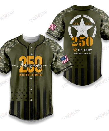 United States Army 250Th Anniversary Camo Baseball Jersey