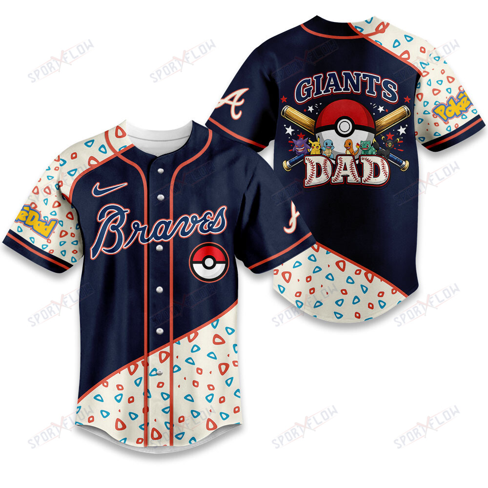 Atlanta Braves Pokemon Mashup For Super Dads Baseball Jersey