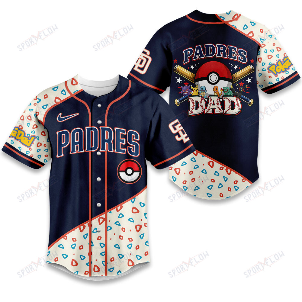 San Diego Padres Pokemon Mashup For Super Dads Baseball Jersey