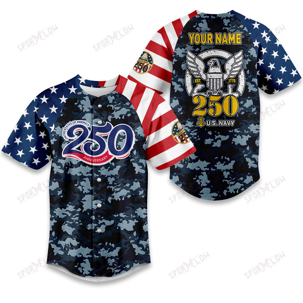 250Th Anniversary Custom Name Usn Baseball Jersey