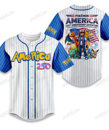 Pokã©Mon America 250Th Anniversary Adventure 2026 Baseball Jersey