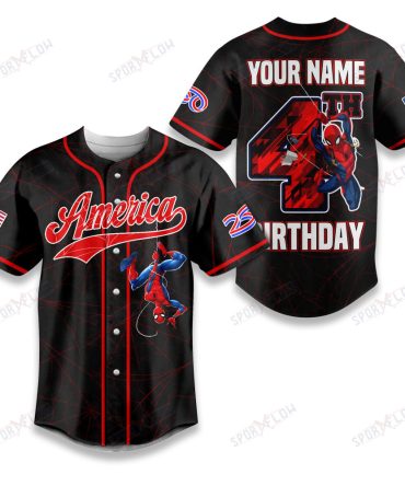 Spiderman America 250Th Anniversary 4Th Of July Birthday Baseball Jersey V1