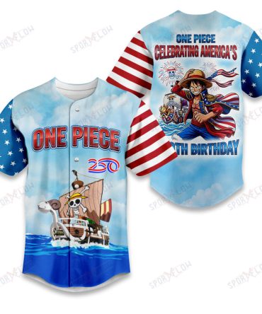 One Piece Luffy Celebrating America'S 250Th Birthday Baseball Jersey