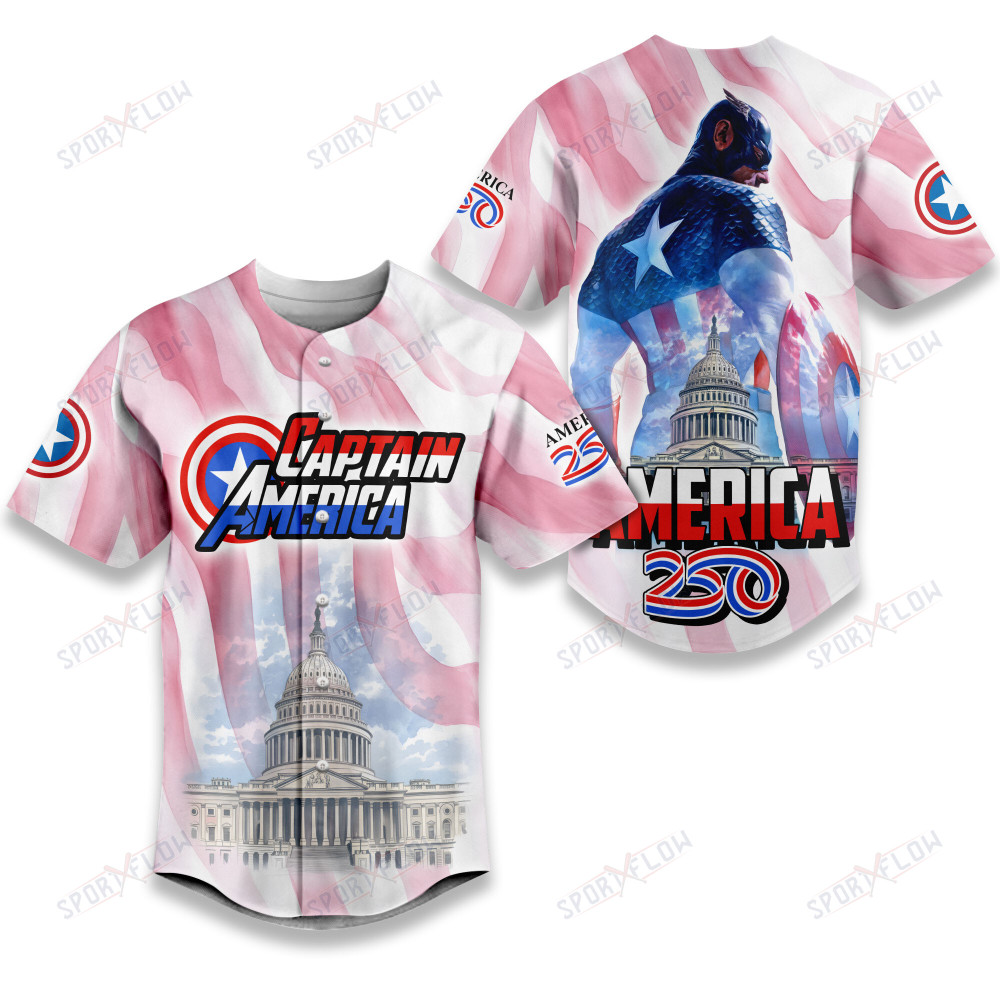 Captain America Marvel Celebrating America'S 250Th Birthday Baseball Jersey