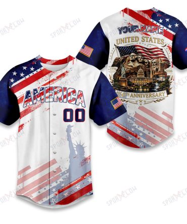 250 Years Of Liberty Usa Flag Pattern Baseball Jersey
