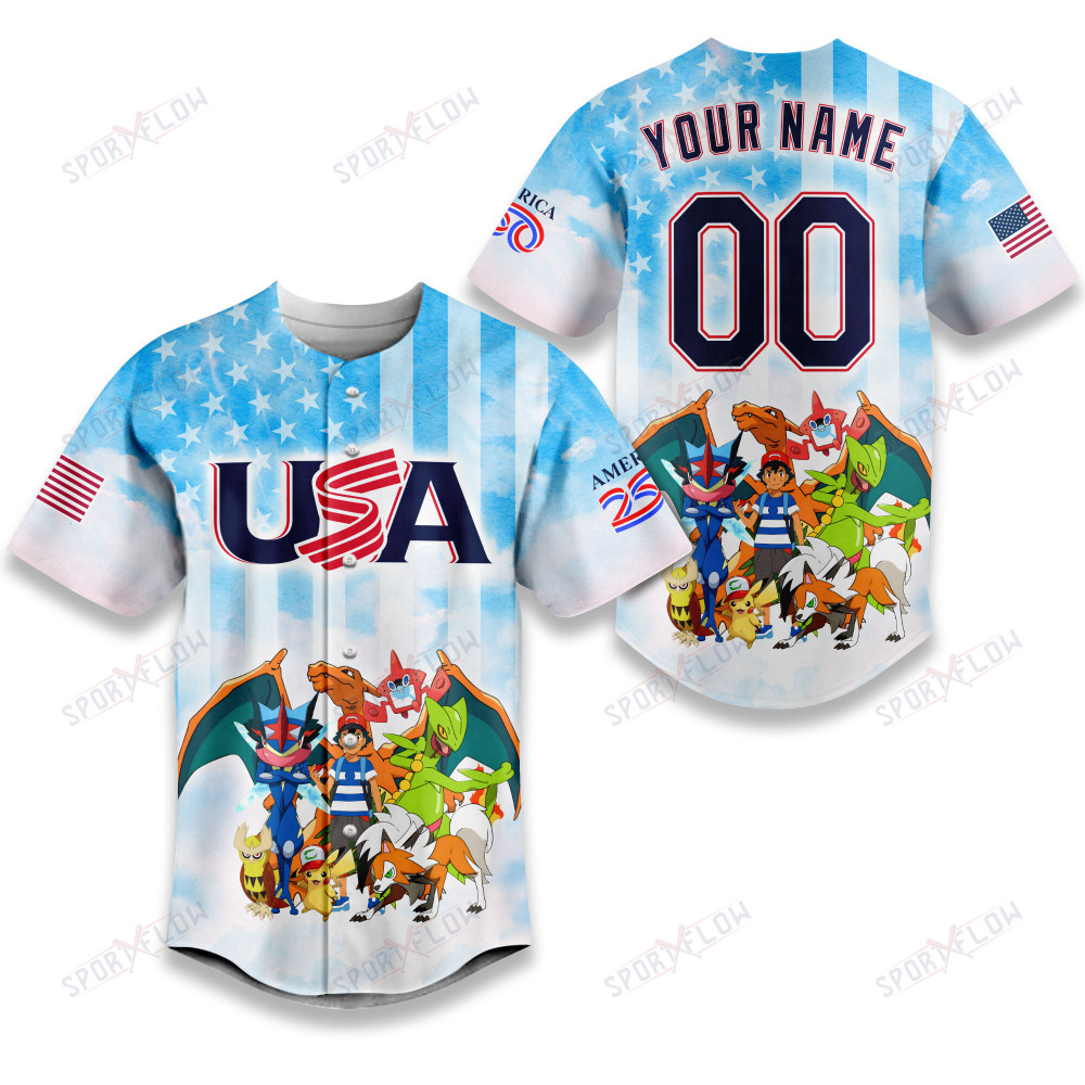 Pokã©Mon Celebrate America 250Th Anniversary Custom Baseball Jersey