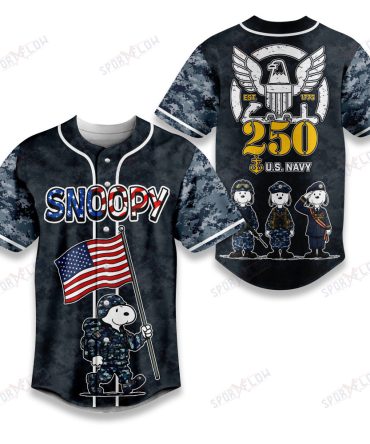 Snoopy Us Navy Celebrate 250 Years Of American Independence Baseball Jersey