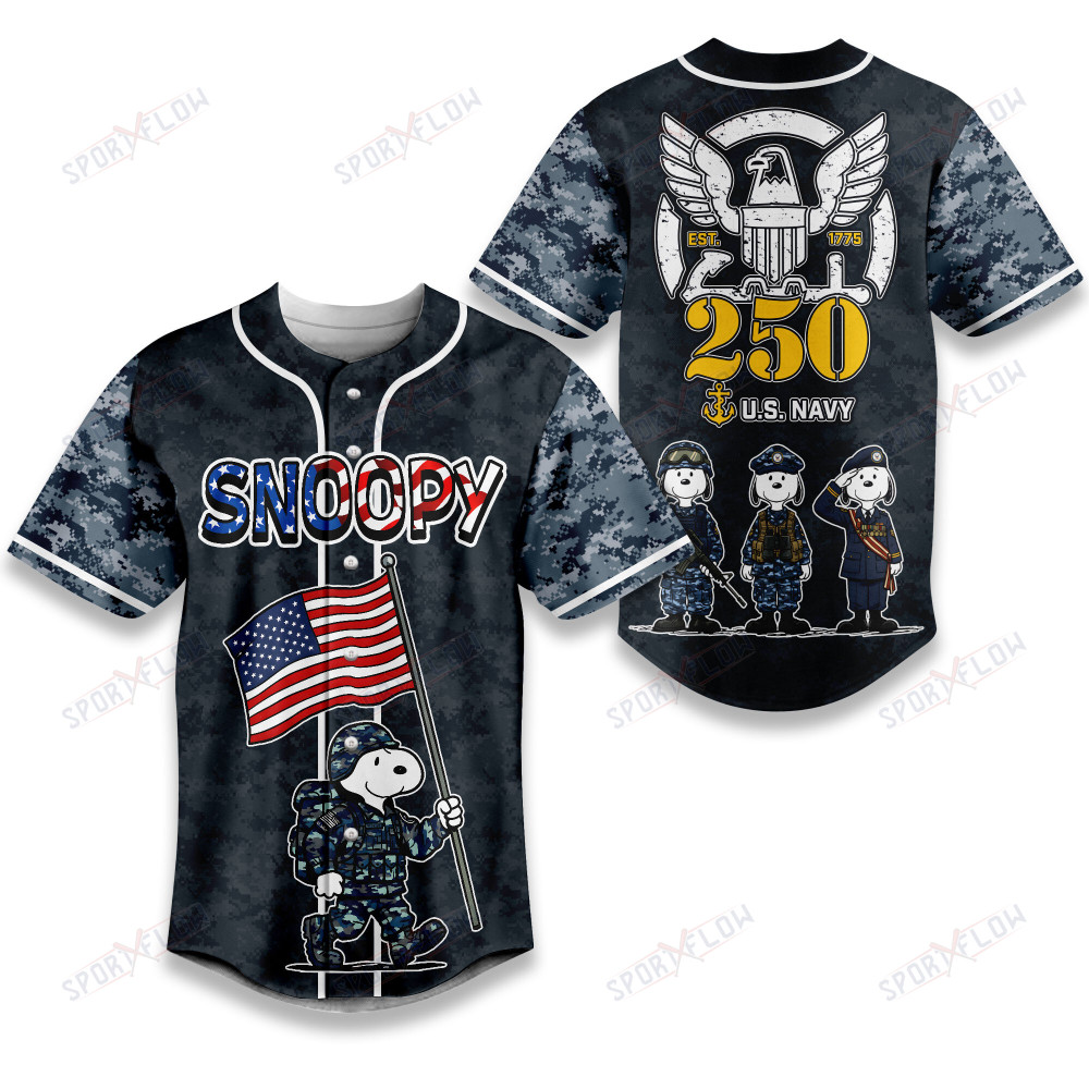 Snoopy Us Navy Celebrate 250 Years Of American Independence Baseball Jersey