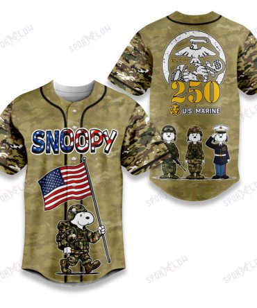 Snoopy Usmc Celebrate 250 Years Of American Independence Baseball Jersey