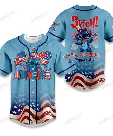 Stitch America 250Th Anniversary Patriotic Flag Baseball Jersey