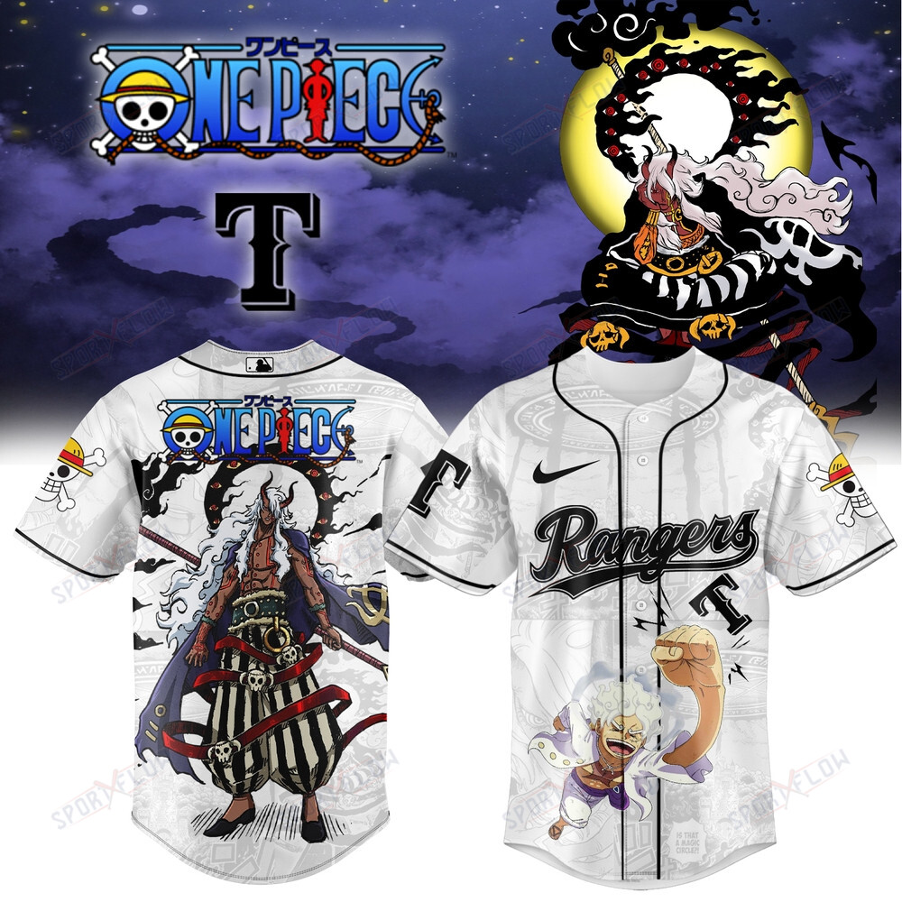 Texas Rangers X One Piece Luffy Imu Anime Limited Edition Baseball Jersey