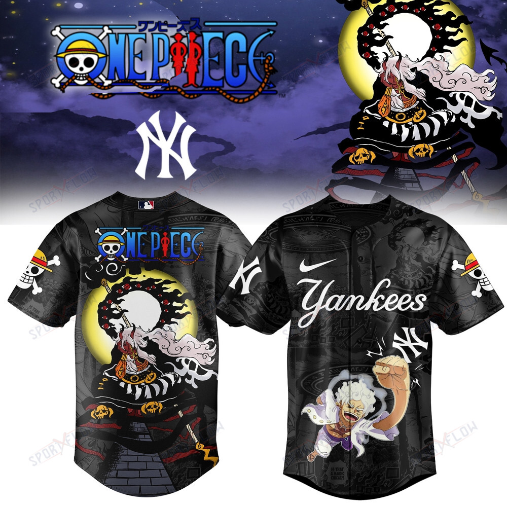 New York Yankees X One Piece Luffy Gear 5 & Imu Power Baseball Jersey