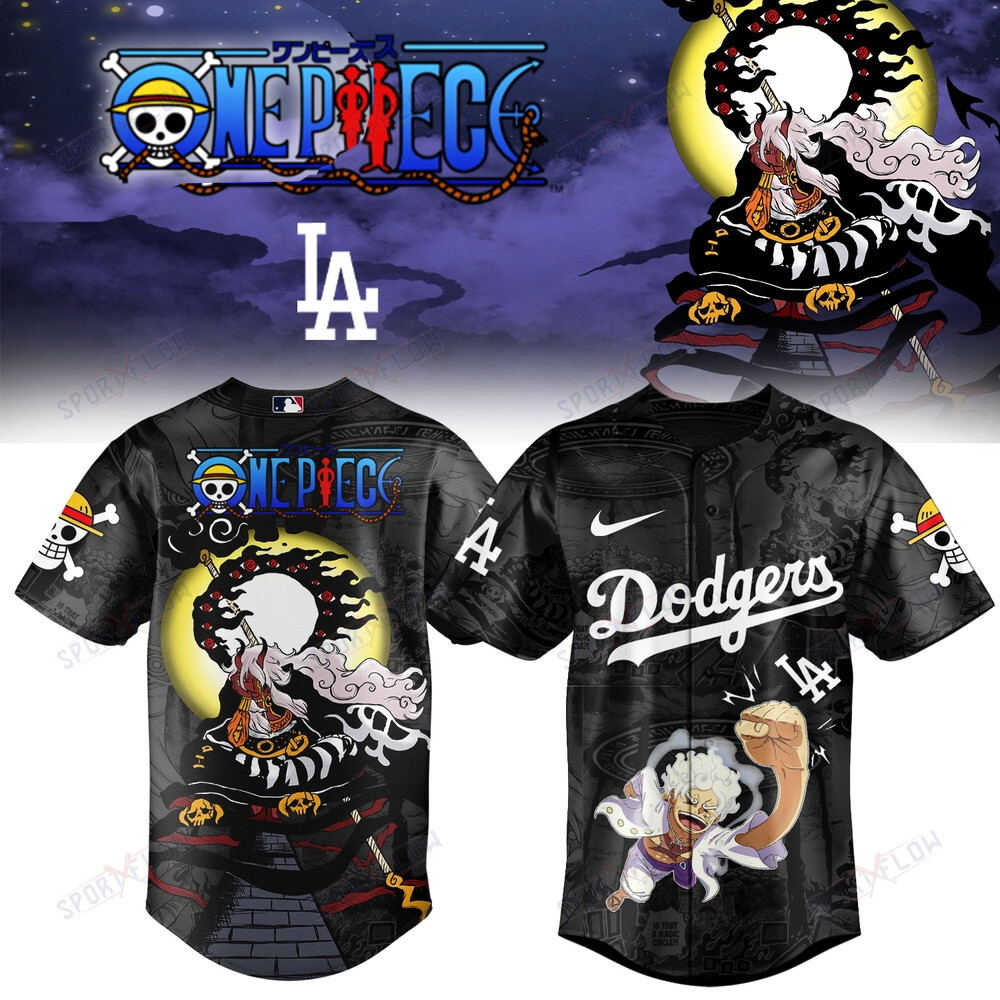 Los Angeles Dodgers X One Piece Luffy Gear 5 & Imu Power Baseball Jersey
