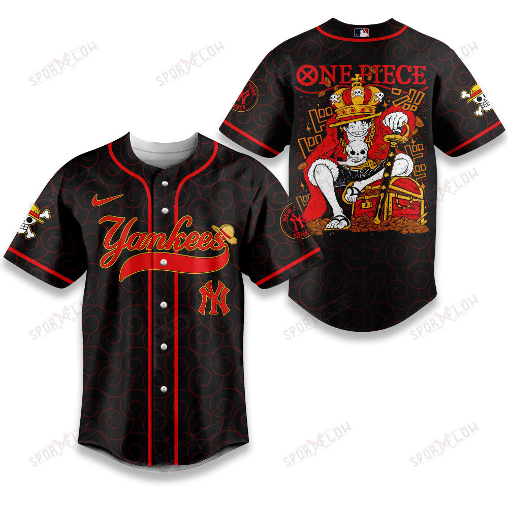 New York Yankees X One Piece Luffy Pirate King God-Tier Baseball Jersey